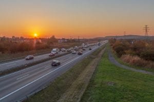 Highway at sunset