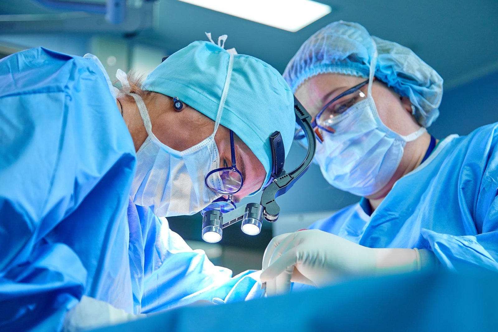 Two surgeons performing an operation