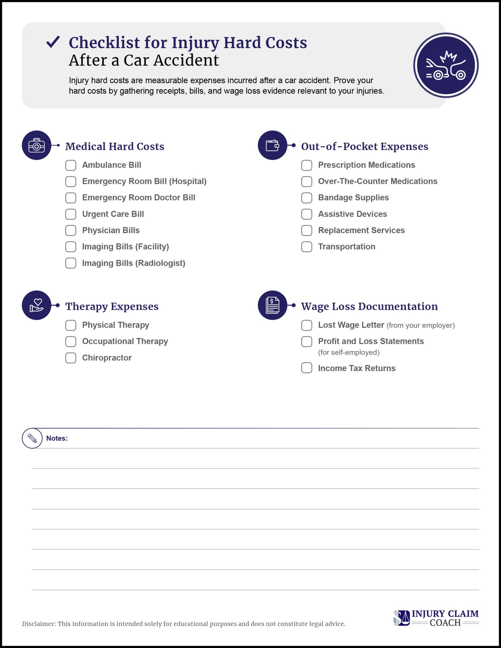 Car Accident Damages Checklist p1