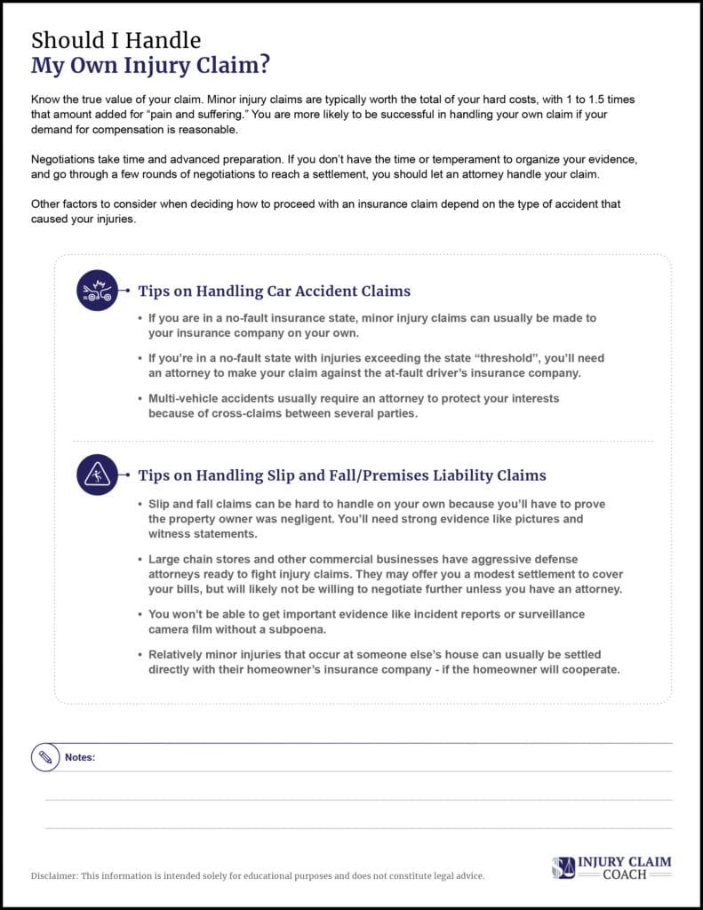 Tips on handling your own injury claim