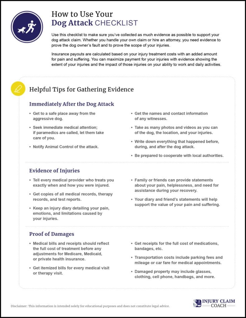 Dog attack evidence checklist part 2