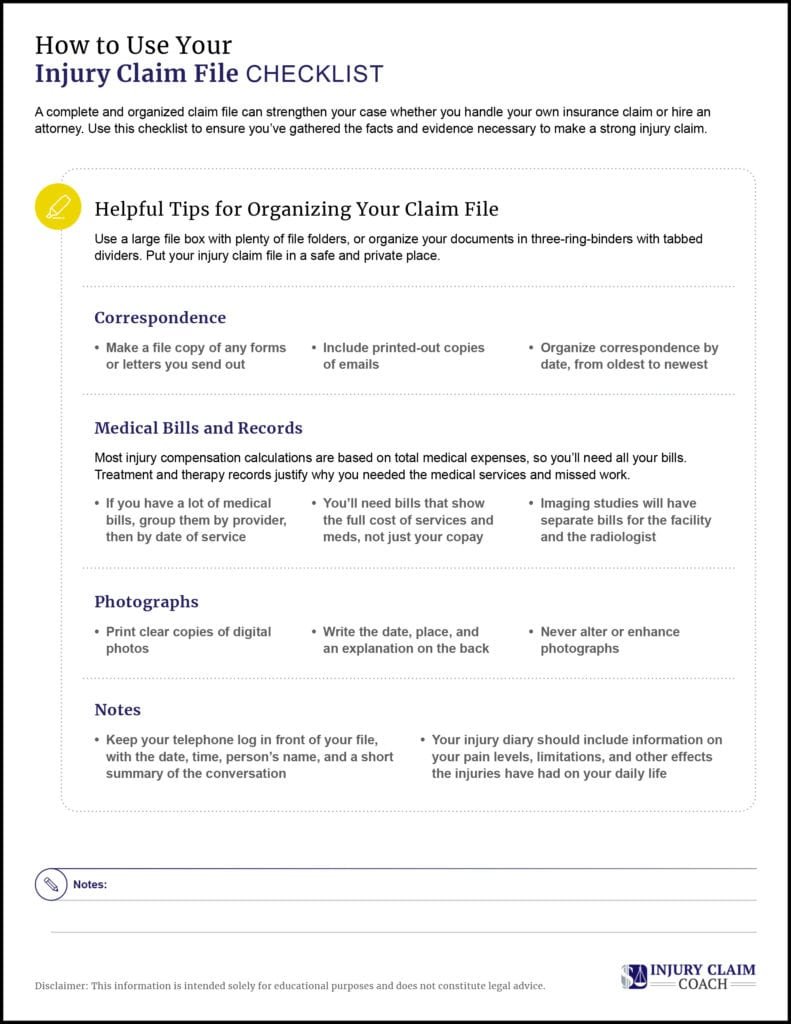 Injury claim file checklist Part 2