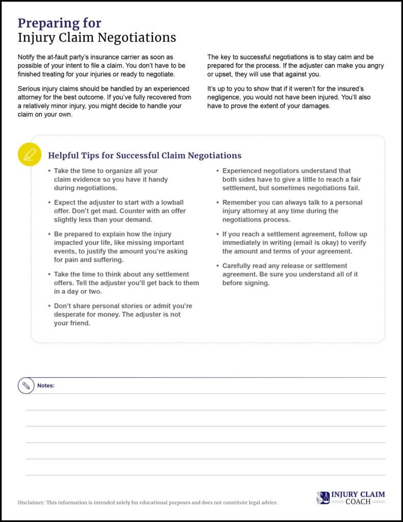 Preparing for injury claim negotiations